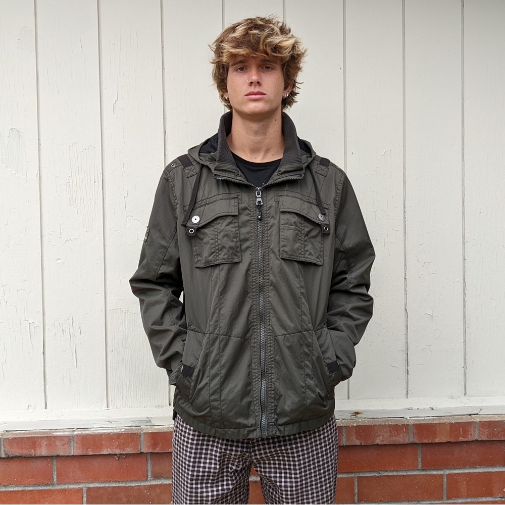 Angelo litrico military jacket with hood